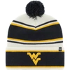 47 YOUTH '47  WHITE WEST VIRGINIA MOUNTAINEERS STRIPLING CUFFED KNIT HAT WITH POM