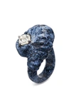 Tory Burch Carved Semi-precious Ring In Blue