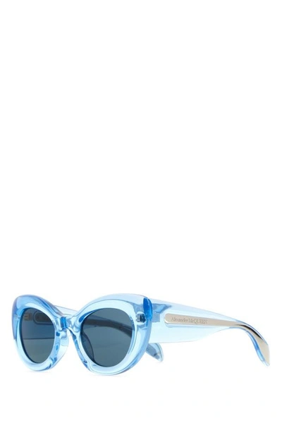 Alexander Mcqueen Woman Light-blue Acetate The Curve Sunglasses