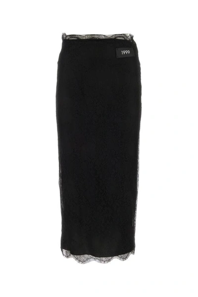 Dolce & Gabbana Lace Midi Skirt In Black