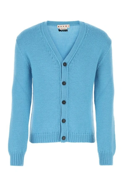 Marni Long Sleeved Buttoned Cardigan In Blue