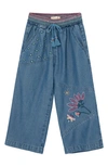 PEEK AREN'T YOU CURIOUS KIDS' WIDE LEG EMBROIDERED DENIM PANTS