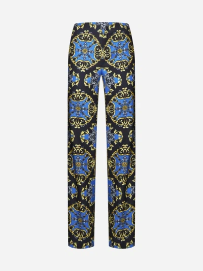 Alice And Olivia Teeny Ornamental Print Trousers In Regal Romance Sapphire