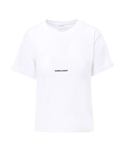 Saint Laurent Boyfriend Short Sleeve T-shirt In Cotton Jersey In White