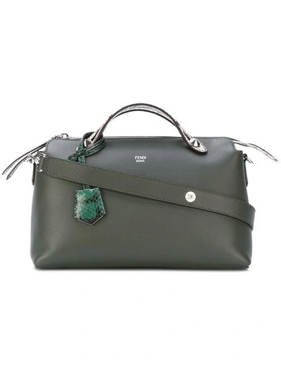 Fendi By The Way Small Leather & Snakeskin Satchel Bag, Green/silver