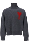Ami Alexandre Mattiussi Ami Paris Grey Turtleneck Sweater Ami De Coeur Men In Grey
