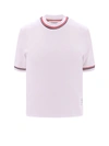 Thom Browne Cropped T-shirt In Cotton In Bianco