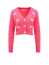 Alessandra Rich Embellished Knit Cropped Cardigan In Rosa