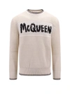 Alexander Mcqueen Graffiti Logo-intarsia Organic-cotton Sweater In Beige