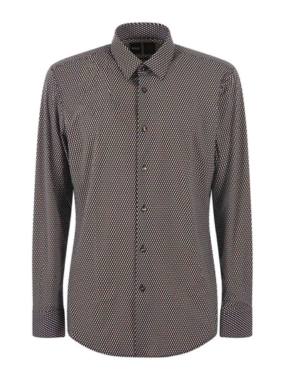 Hugo Boss Boss Shirt In Nero/marrone