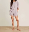 BAREFOOT DREAMS MALIBU COLLECTION SUN SOAKED CRINKLE COTTON TEE & SHORT SET IN BEACH ROCK