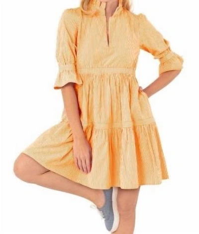 Gretchen Scott Teardrop Dress - Stripe Wash & Wear In Orange