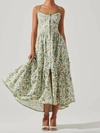 ASTR YAMILA FLORAL EYELET MIDI DRESS IN OLIVE YELLOW FLORAL