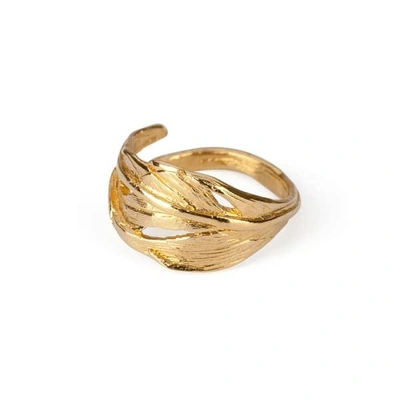 Chupi I Can Fly Tiny Swan Feather Ring In Gold