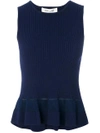 Diane Von Furstenberg Sleeveless Knit Peplum Top In Midnight/midnight