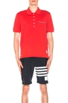 THOM BROWNE THOM BROWNE SHORT SLEEVE POLO SHIRT IN RED,MJP022A 01455