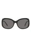 Prada 57mm Polarized Rectangular Sunglasses In Black