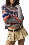 Free People Home For The Holidays Juliet Sleeve Sweater In Grey