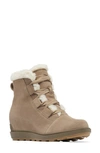 Sorel Evie Ii Cozy Waterproof Wedge Bootie In Omega Taupe/ Wet Sand