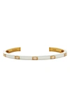 Missoma Cubic Zirconia Enamel Cuff Bracelet In Ivory/ Gold