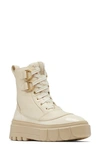 Sorel Caribou Faux Fur Lace-up Boots In Bleached Ceramic/ Oatmeal