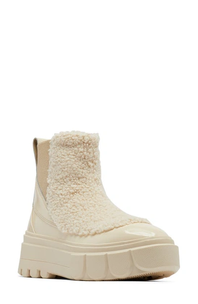 Sorel Caribou Cozy Chelsea Ankle Boots In Bleached Ceramic,oatmeal