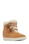 Sorel Out N About Faux Shearling Bootie In Tawny Buff/ Sea Salt