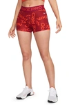 Nike Women's  Pro Mid-rise 3" Printed Shorts In Red