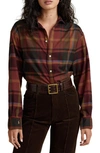 Ralph Lauren Relaxed Fit Plaid Cotton Shirt In Red Multi Fall Plaid