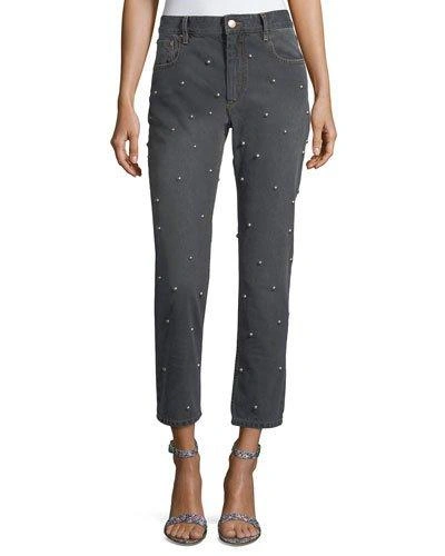Isabel Marant Étoile Califfy Studded High-rise Denim Jeans In Gray