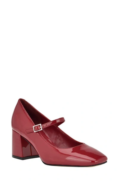 Calvin Klein Women's Jatlee Mary Jane Square Toe Block Heel Dress Pumps In Dark Red Patent
