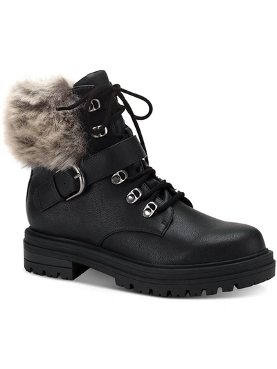 Sun + Stone Orlenaa Womens Cold Weather Faux Fur Lined Booties In Black