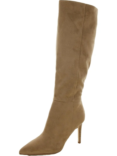 Nine West Richy2 Womens Faux Suede Pumps Knee-high Boots In Beige