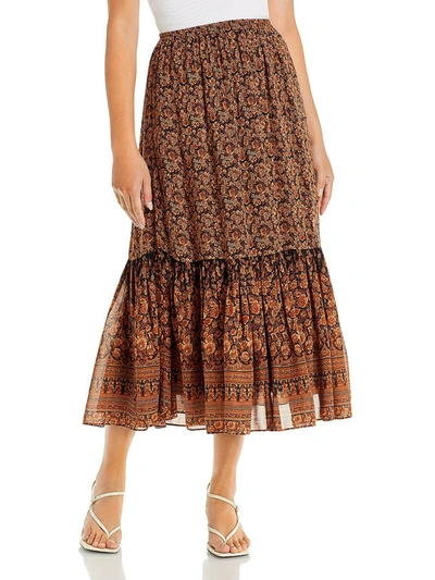 Kobi Halperin Charlie Womens Tiered Long Maxi Skirt In Brown
