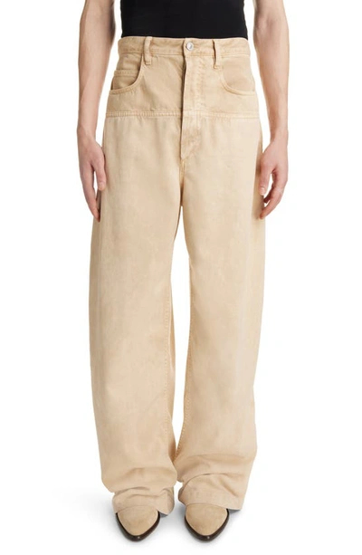 Isabel Marant Keren Wide Leg Fluid Denim Pants In Ecru