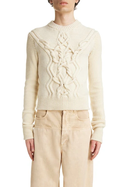 Isabel Marant Men's Tristan Wool-blend Cable-knit Jumper In White