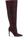 Inc Saveria Womens Rhinestone Plaid Over-the-knee Boots In Red