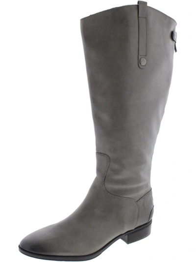 Sam Edelman Penny 2 Womens Leather Wide Calf Riding Boots In Grey