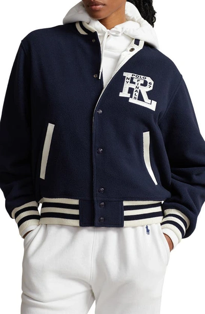 Polo Ralph Lauren Rl-logo Reversible Bomber Jacket In Hunter Navy
