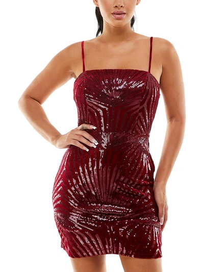 Crystal Doll Womens Velvet Mini Cocktail And Party Dress In Red