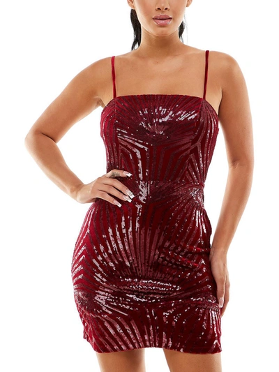 Crystal Doll Womens Velvet Mini Cocktail And Party Dress In Pink