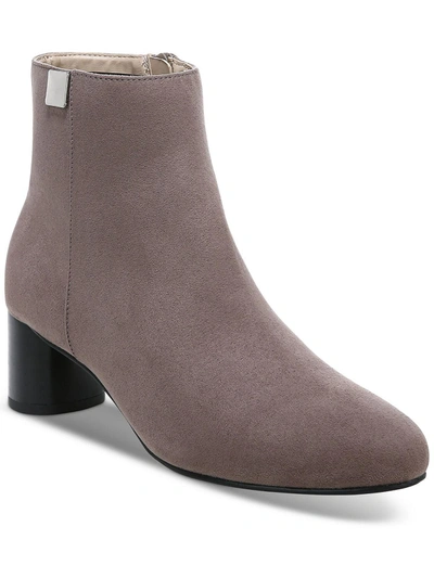 Alfani Sylus Womens Faux Suede Almond Toe Booties In Grey