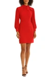 Maggy London Long Sleeve Sheath Dress In Equestrian Red
