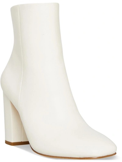 Madden Girl Knox Womens Zipper Square Toe Ankle Boots In White