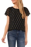 Cece Flutter Sleeve Blouse In Rich Black
