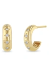 ZOË CHICCO SMALL DIAMOND HUGGIE HOOP EARRINGS