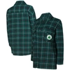 College Concepts Women's  Hunter Green, Black Boston Celtics Boyfriend Button-up Nightshirt In Hunter Green
