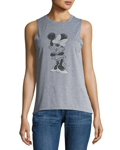 David Lerner High-low Graphic Muscle Tank In Light Gray