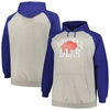 PROFILE PROFILE HEATHER GRAY/ROYAL BUFFALO BILLS BIG & TALL FAVORITE ARCH THROWBACK RAGLAN PULLOVER HOODIE