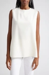 Lafayette 148 Adela Sleeveless Stretch Silk Blouse In Cloud